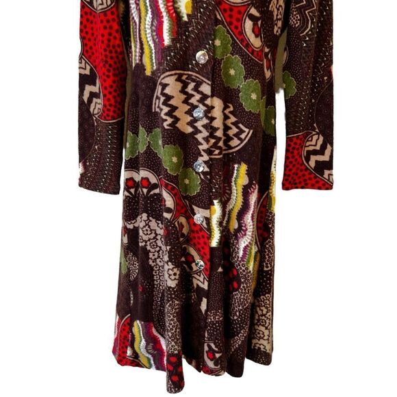 I AM Alberto Makali Long Sleeve Wool Blend Button Down Floral Midi Dress - Picture 3 of 10